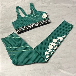 Free People FP Movement never better heritage green logo legging sports bra. NWT